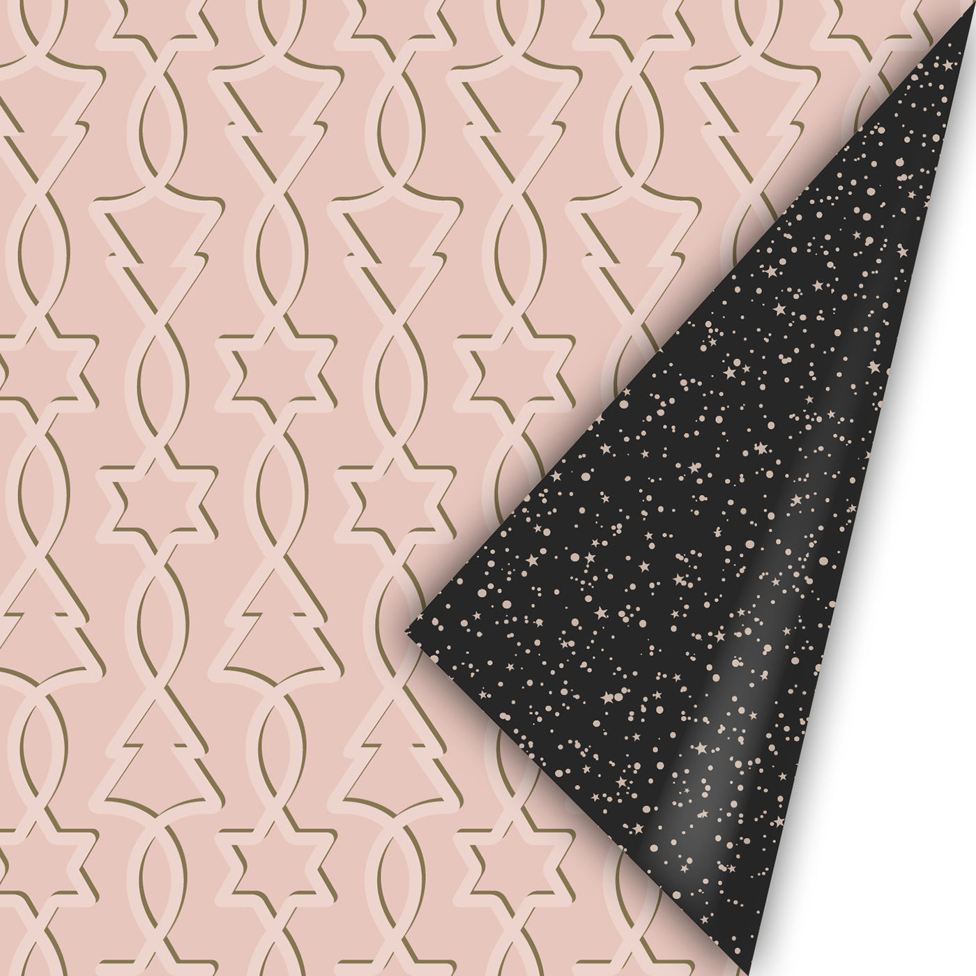 Vintage Christmas - Trees & Stars (roze/zwart)