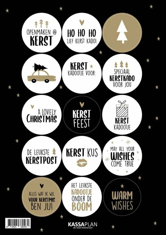Cadeaustickers (kerst) - zwart