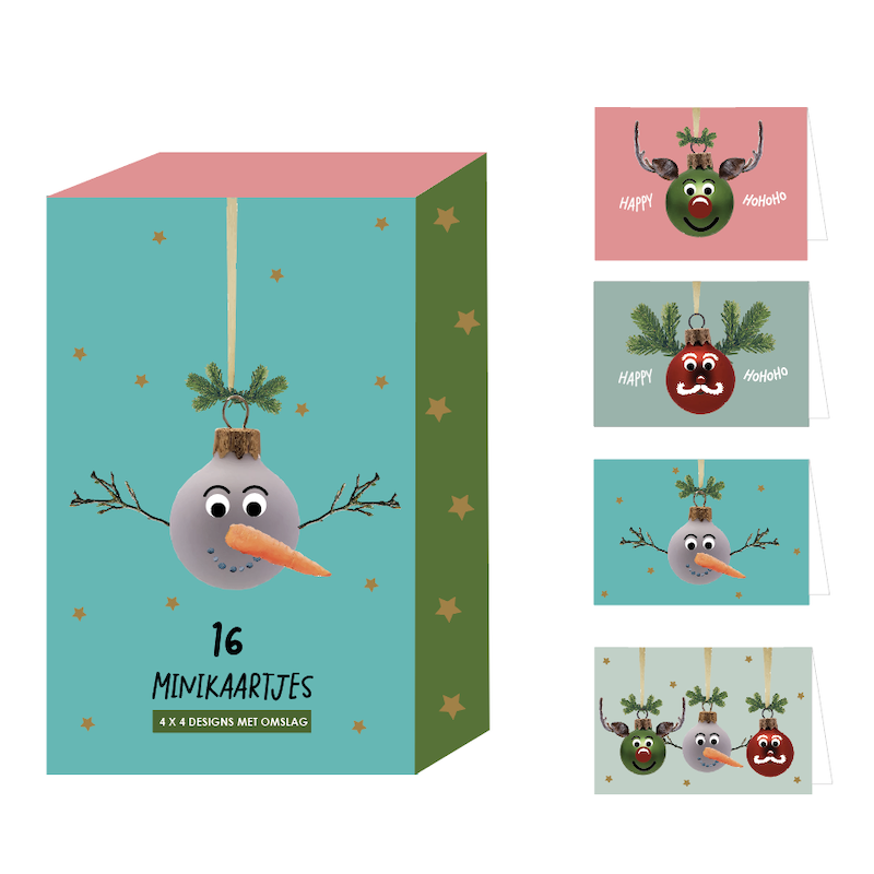 Minibox kerstkaarten (16 stuks)
