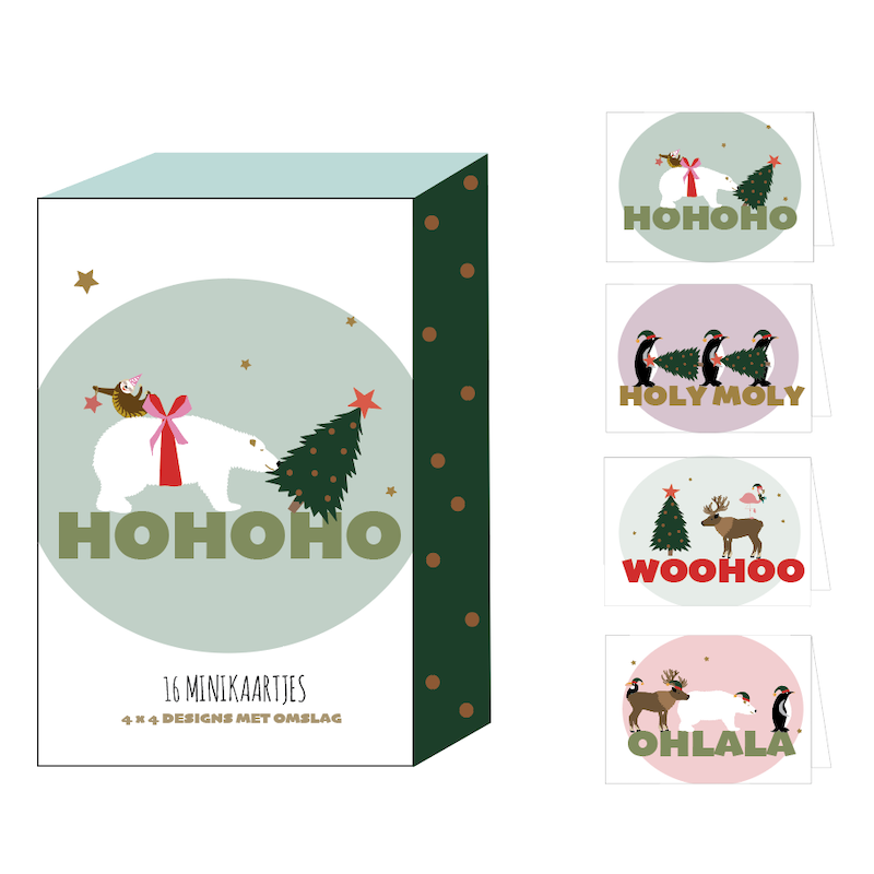 Minibox kerstkaarten (16 stuks)