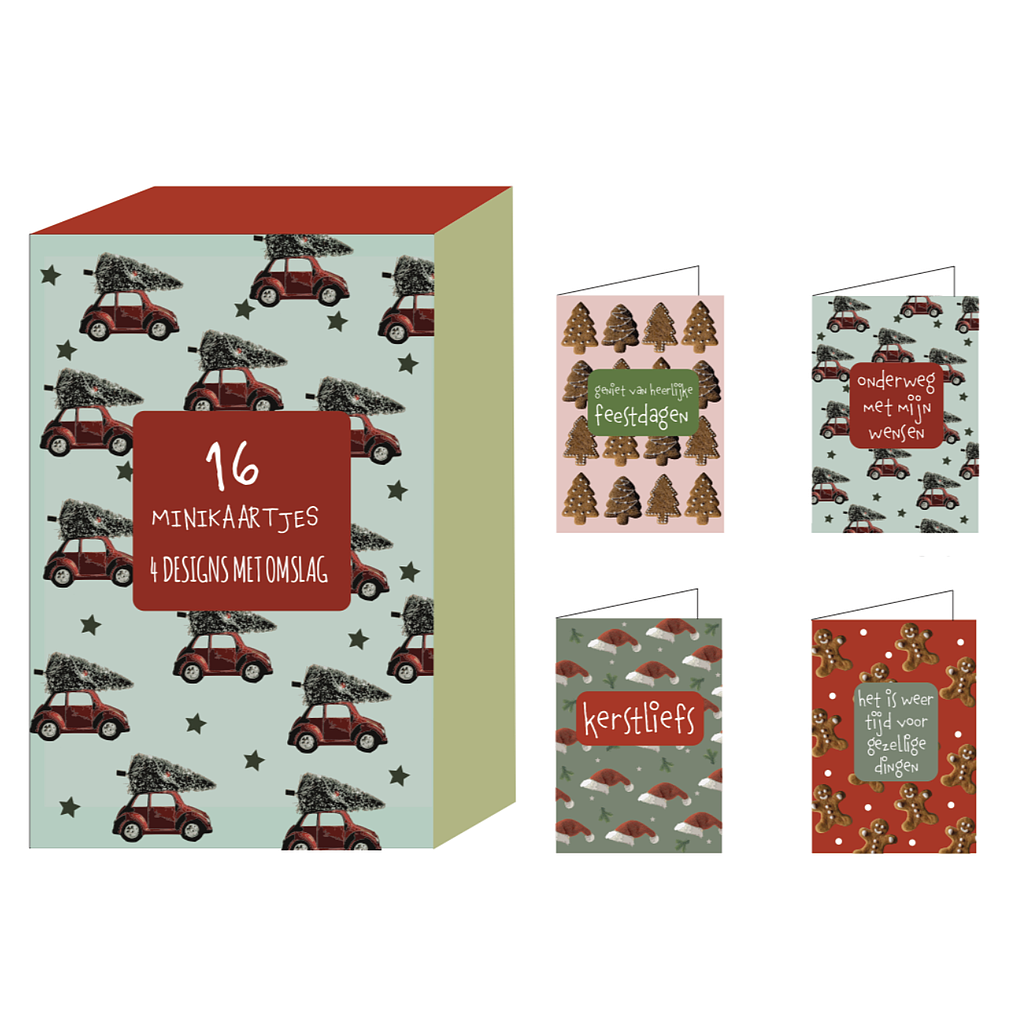 Minibox kerstkaarten (16 stuks)