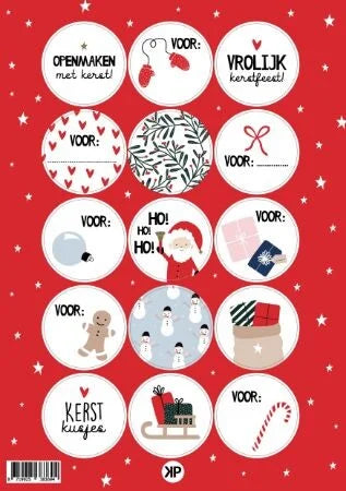 Cadeaustickers (kerst) - rood