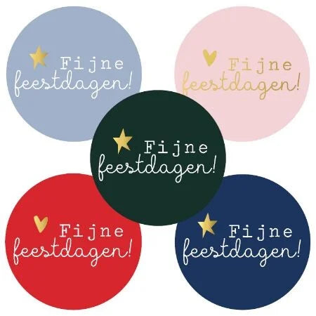 Cadeaustickers - Rond (kerst) - fijne feestdagen