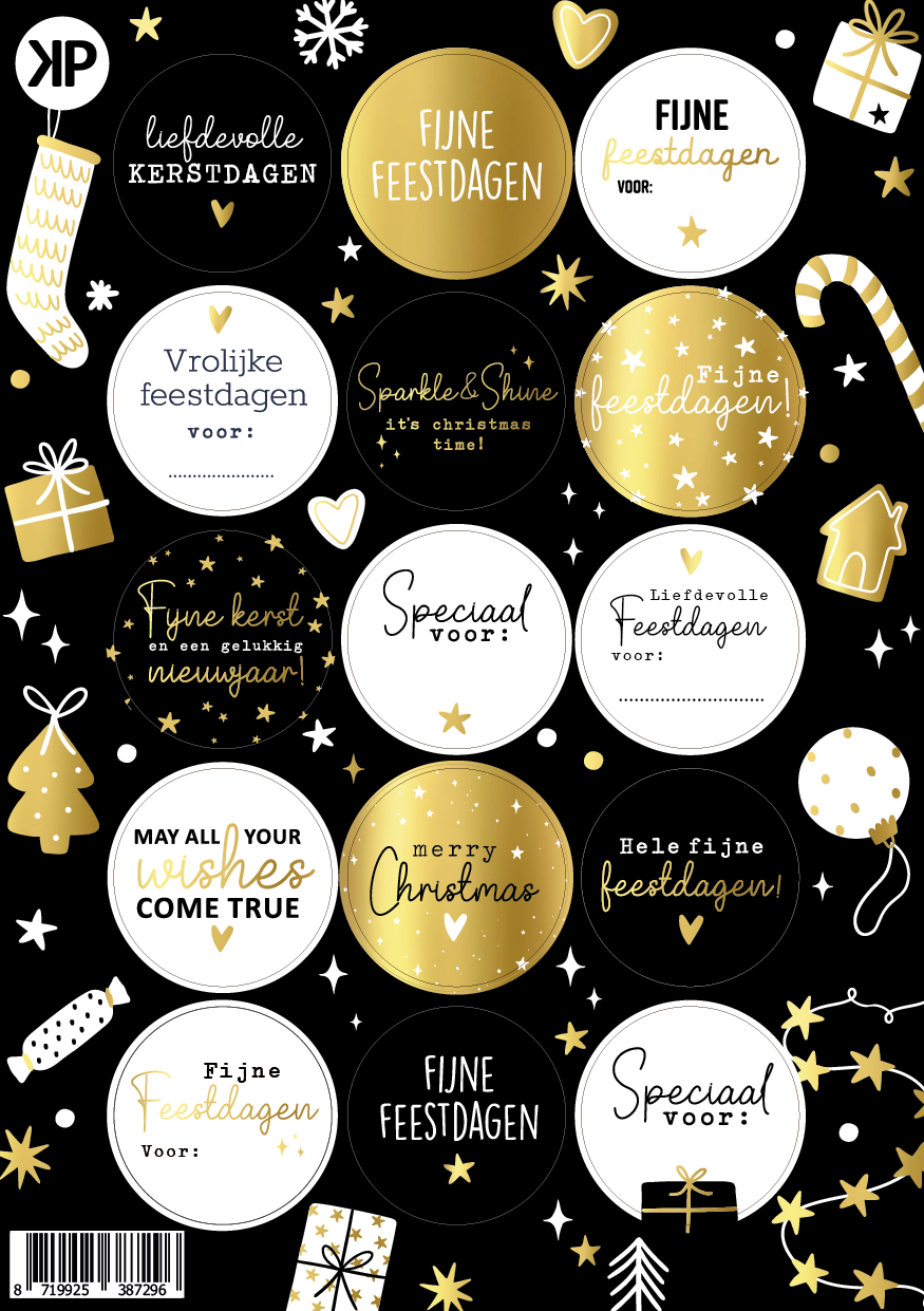 Cadeaustickers  - Kerst luxe zwart