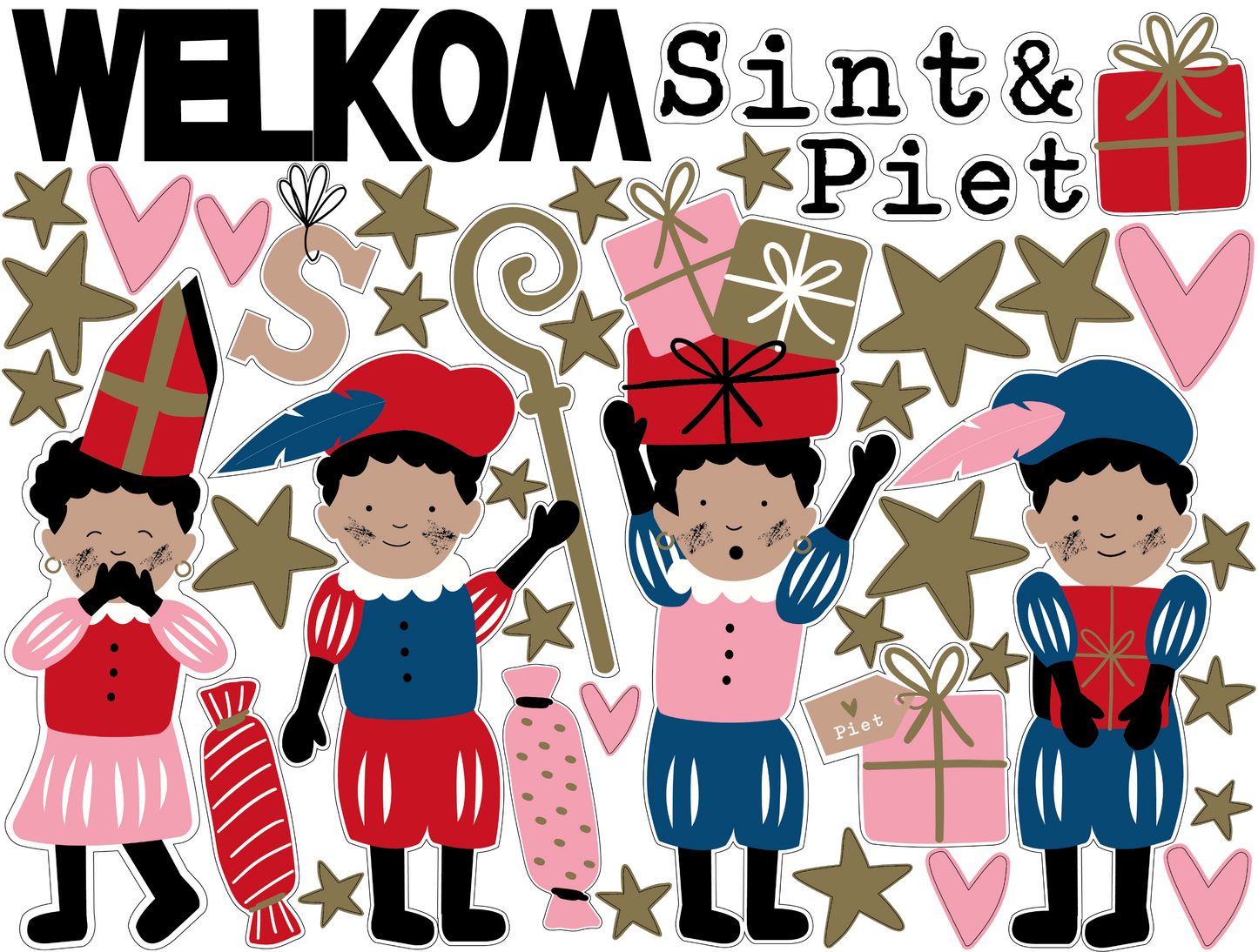 Raamstickers Welkom Sint & Piet