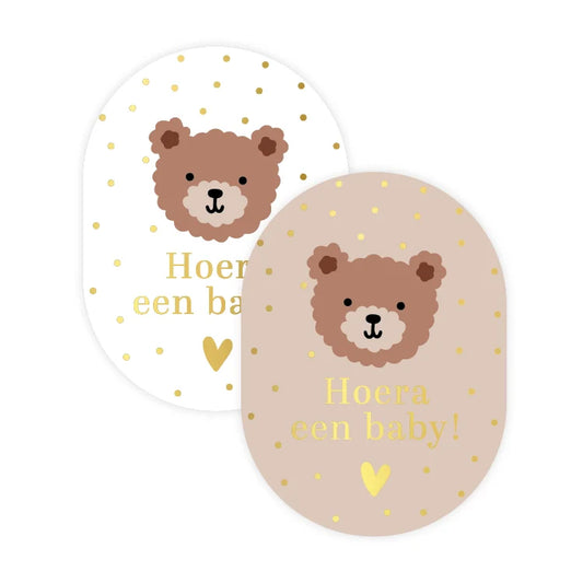 Stickers Hoera een baby - beertjes (6 stuks)