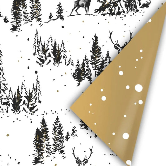 First snow/reindeer forest zwart/wit/goud