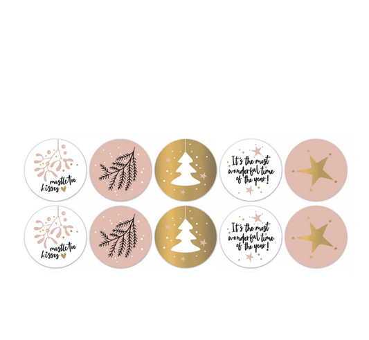 Cadeaustickers - Rond (kerst)