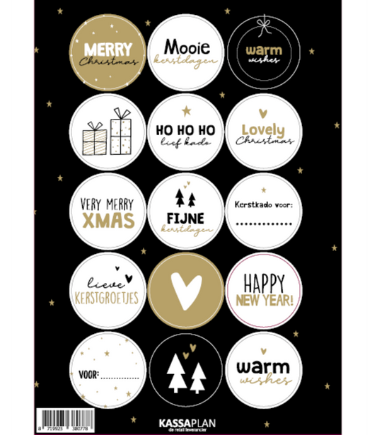 Cadeaustickers (kerst) - zwart