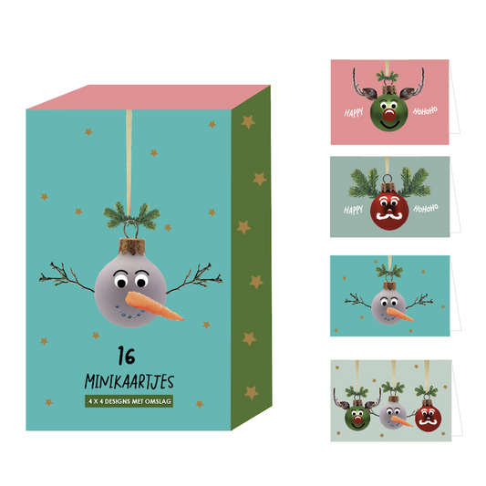Minibox kerstkaarten (16 stuks)